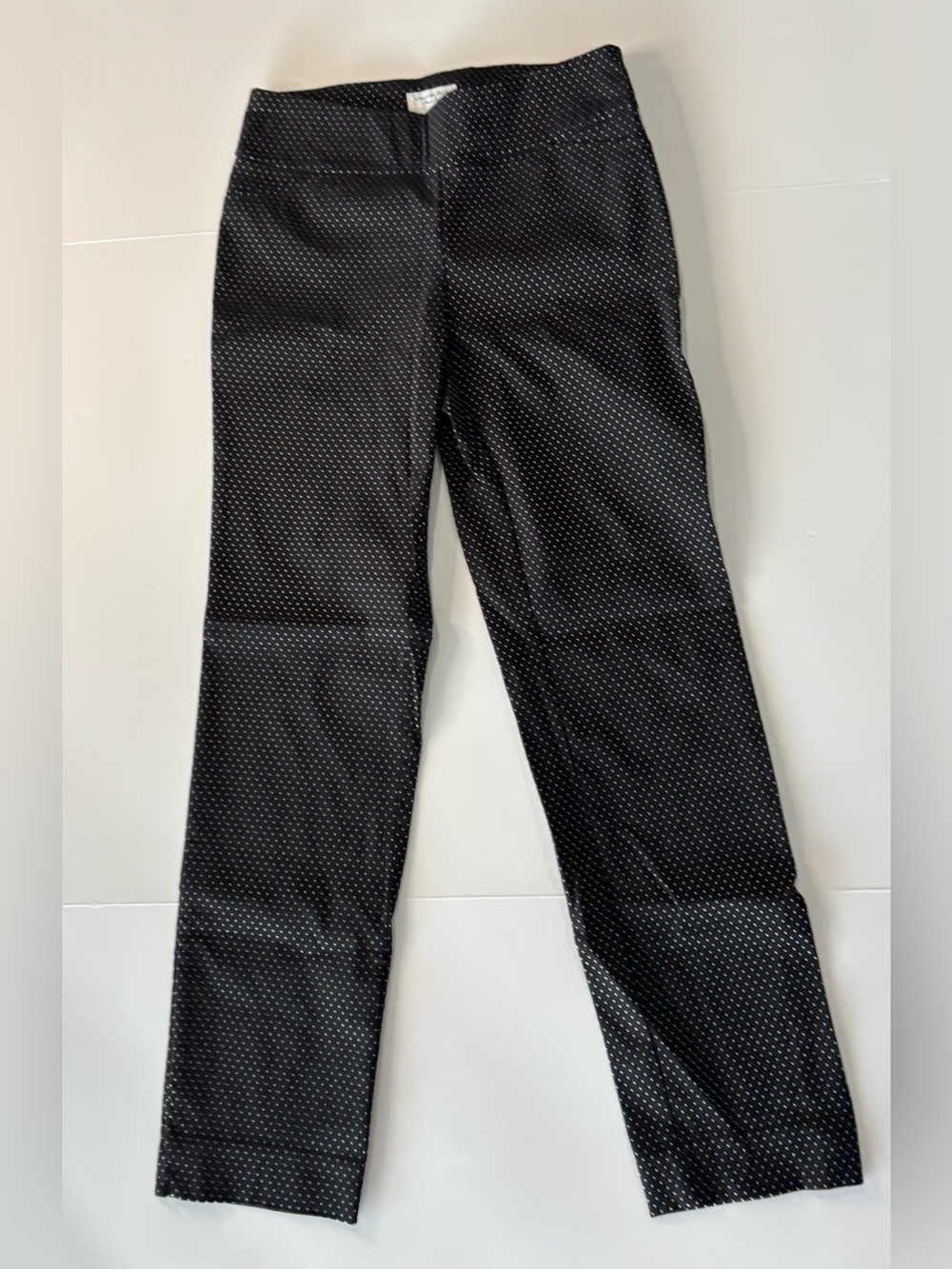 Charter club women’s black dress slacks with white polka dots straight leg slim